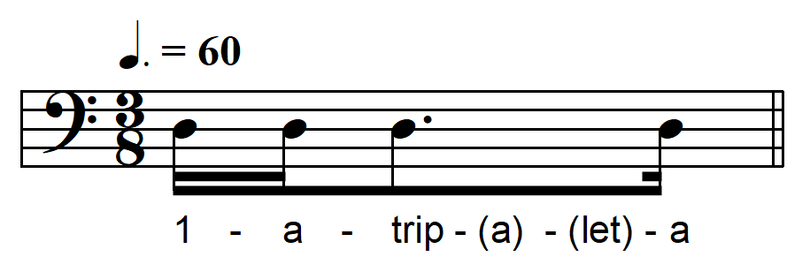 rhythmic dictation compound meter one beat example 10